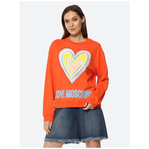 Джемпер для женщин, LOVE MOSCHINO, модель: W630651E2340J86, цвет: оранжевый, размер: 42