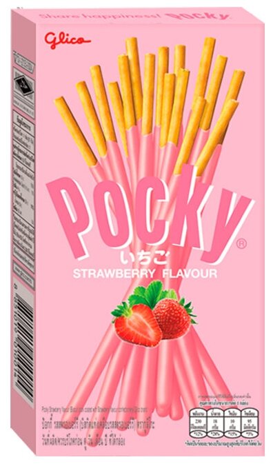 Бисквитные палочки Glico Pocky - набор 3 вкуса (кокос и тростниковый сахар, клубника, печенье и крем) (Индонезия), 40 г (3 шт) - фотография № 3