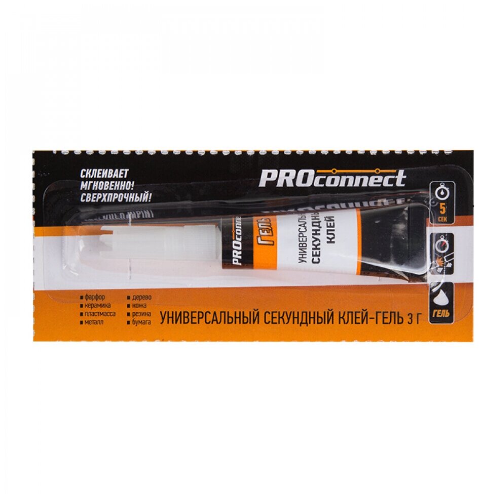 фото Универсальный секундный клей-гель PROconnect на мульти карте, 3 г, 12 штук