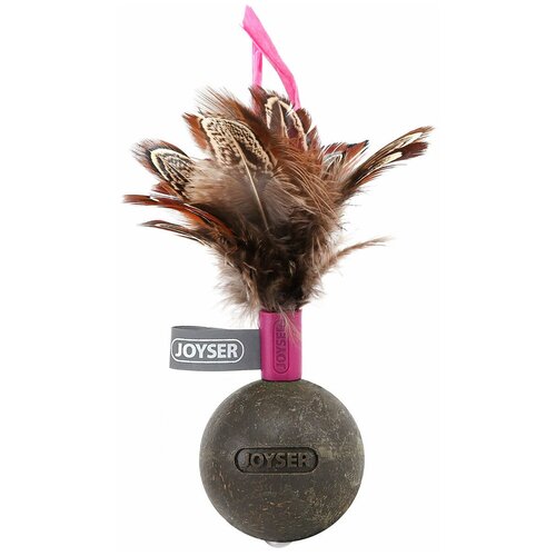 Игрушка JOYSER Catnip Ball для кошек Мячик из спрессованной кошачьей мяты с перьями розовый, 13 см