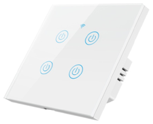 Умный Wi-Fi выключатель без ноля с конденсатором поддержка голосового управления Tuya Smart Life Алиса четырехклавишный белый