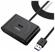 Хаб UGREEN CR113 (20290) USB 3.0 to 4 USB 3.0 + порт для питания Micro USB, кабель 50cm, Black