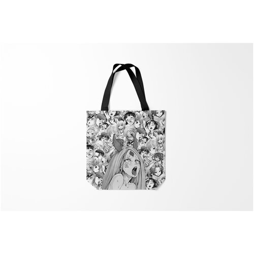 фото Сумка-шоппер / 40х40 см / аниме / ahegao kaguya чернобелое кагуя ахегао burnettie