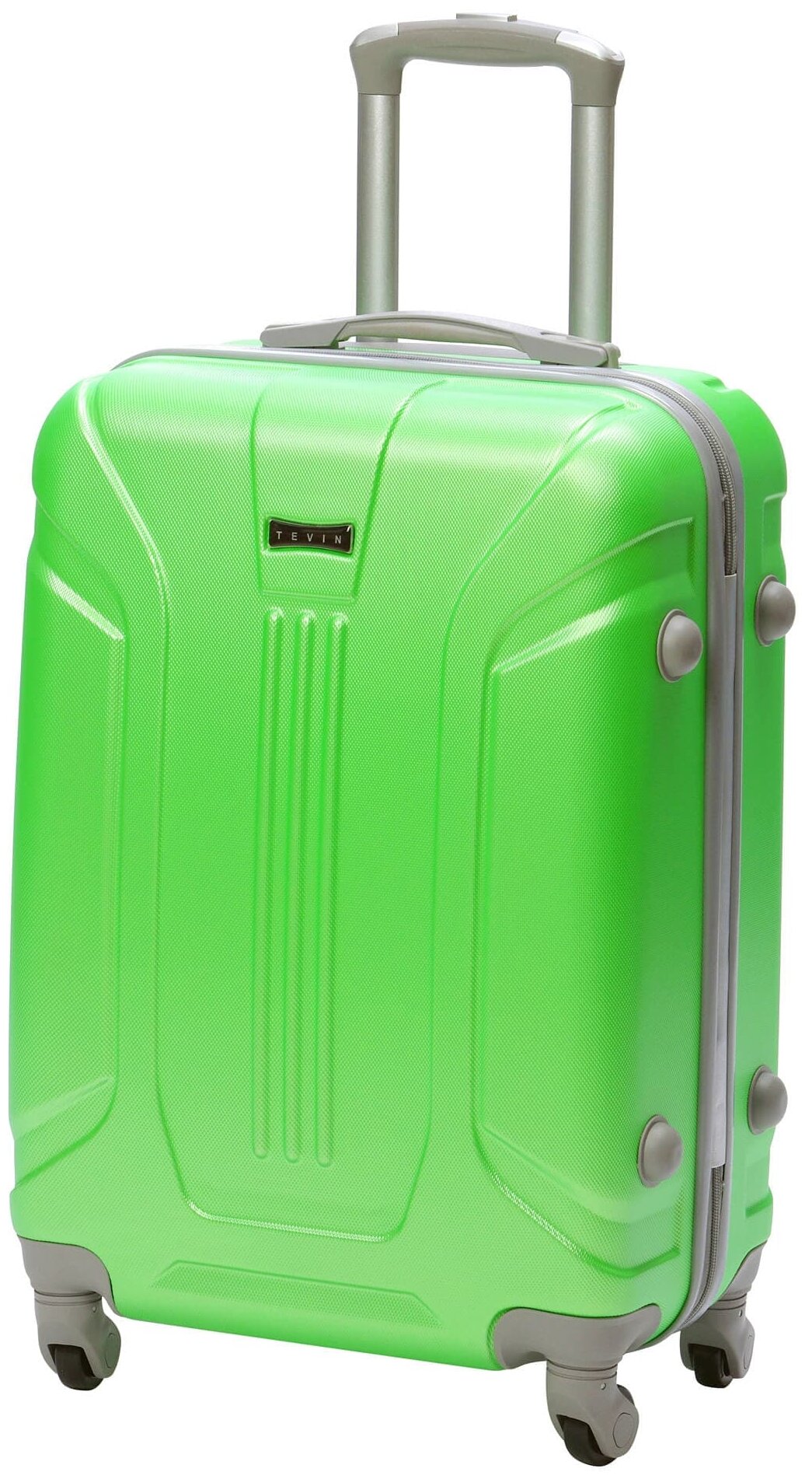 Чемодан на колесах дорожный средний багаж на двоих для путешествий женский m+ TEVIN размер М+ 68 см 77 л легкий прочный abs пластик Зеленый неон