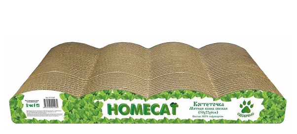 Когтеточка HOMECAT Мятная волна свежая 5 баллов 50 см х 22 см х 6 см гофрокартон - фотография № 4