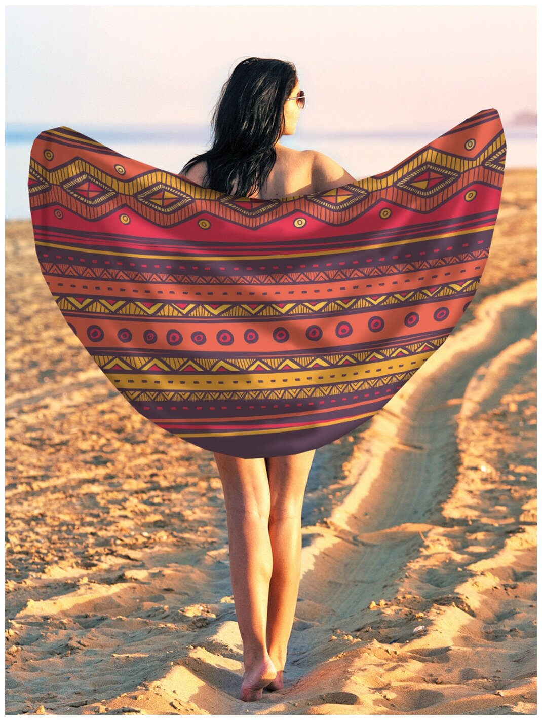 Парео и Пляжный коврик JoyArty "Африканские полосы", трикотаж 150 см