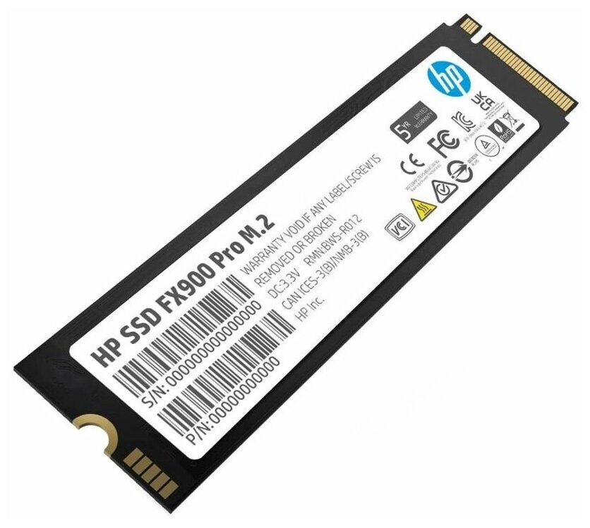 SSD диск M.2 HP 1.0Tb FX900 Pro Series /4A3U0AA#ABB/ (PCI-E 4.0 x4, up to 7000/5600MBs, 3D NAND, DRAM Cache, 600TBW, NVMe 1.4, 22х80mm)
