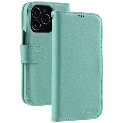 Кожаный чехол книжка Melkco для Apple iPhone 13 Pro (6.1") - Wallet Book Type, цвет Тиффани