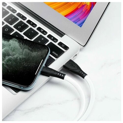 Кабель USB - Apple 8 pin HOCO X42 Soft, 1.0м, плоский, 2.4A, силикон, огнестойкий, цвет белый кабель usb apple 8 pin hoco x42 soft 1 0м плоский 2 4a силикон огнестойкий цвет белый