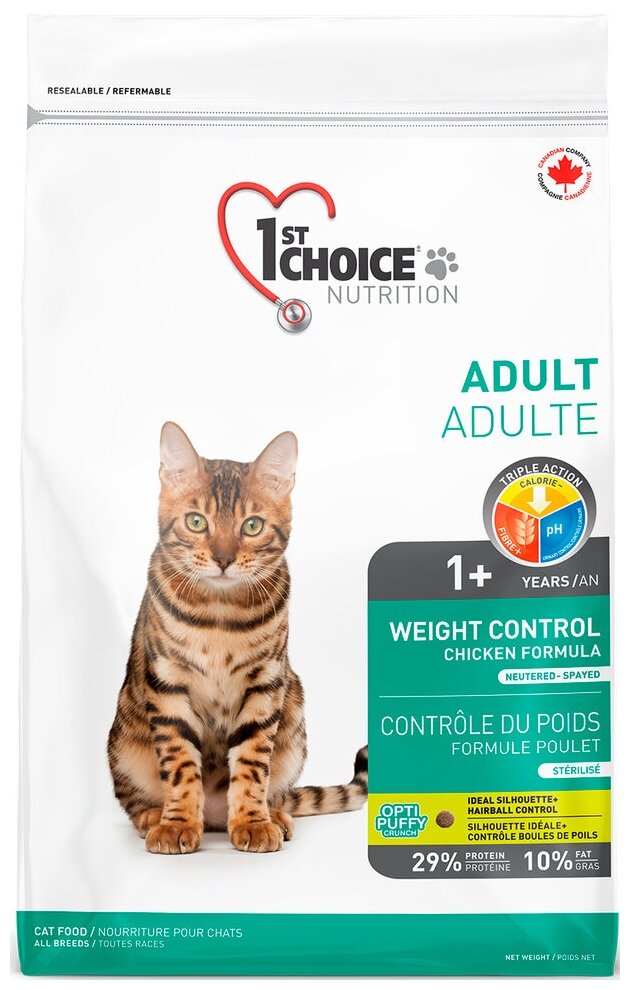 Корм 1st Choice Neutered Weight Control для стерилизованных кошек, контроль веса, с курицей, 350 г