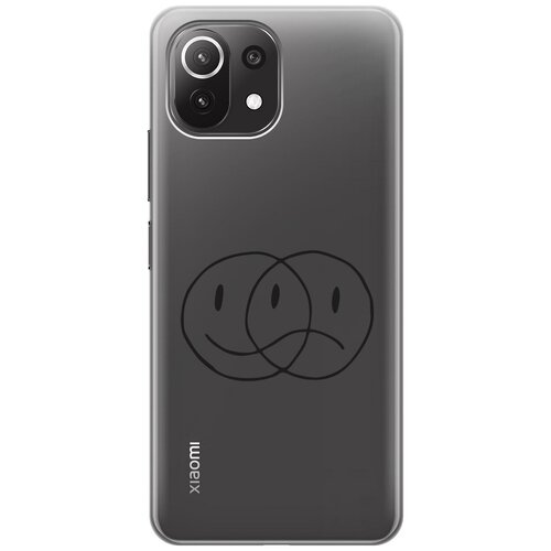 Силиконовый чехол с принтом Two Faces для Xiaomi Mi 11 Lite / 11 Lite 5G / Сяоми Ми 11 Лайт / 11 Лайт 5г чехол книжка на xiaomi mi 11 lite 11 lite 5g сяоми ми 11 лайт 11 лайт 5г c принтом сиреневая абстракция золотистый