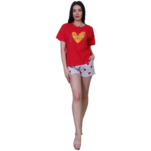 Пижама Kimrik, шорты, футболка, размер 50, красный