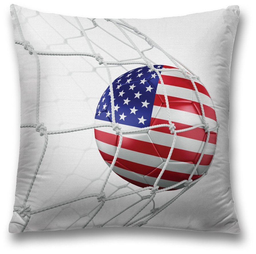 Наволочка декоративная на молнии, чехол на подушку JoyArty "Американский мяч в сетке ворот" 45х45 см