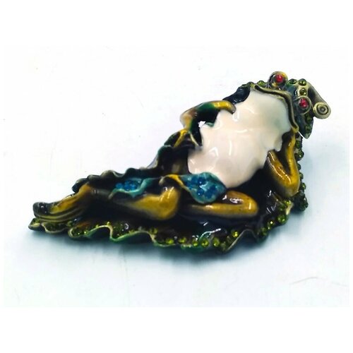 Шкатулка керамическая Лягушка на листе, шкатулка для украшений, сувениры и подарки, декоративная штукатурка, шкатулка для колец, фигурки животных