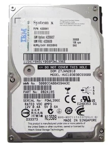 HGST Ultrastar C10K300 300gb 10k 2.5'' SAS HUC103030CSS600