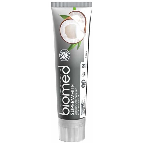 Зубная паста Biomed SuperWhite кокос, для чувствительной эмали, отбеливающая, 100 г, 3 шт