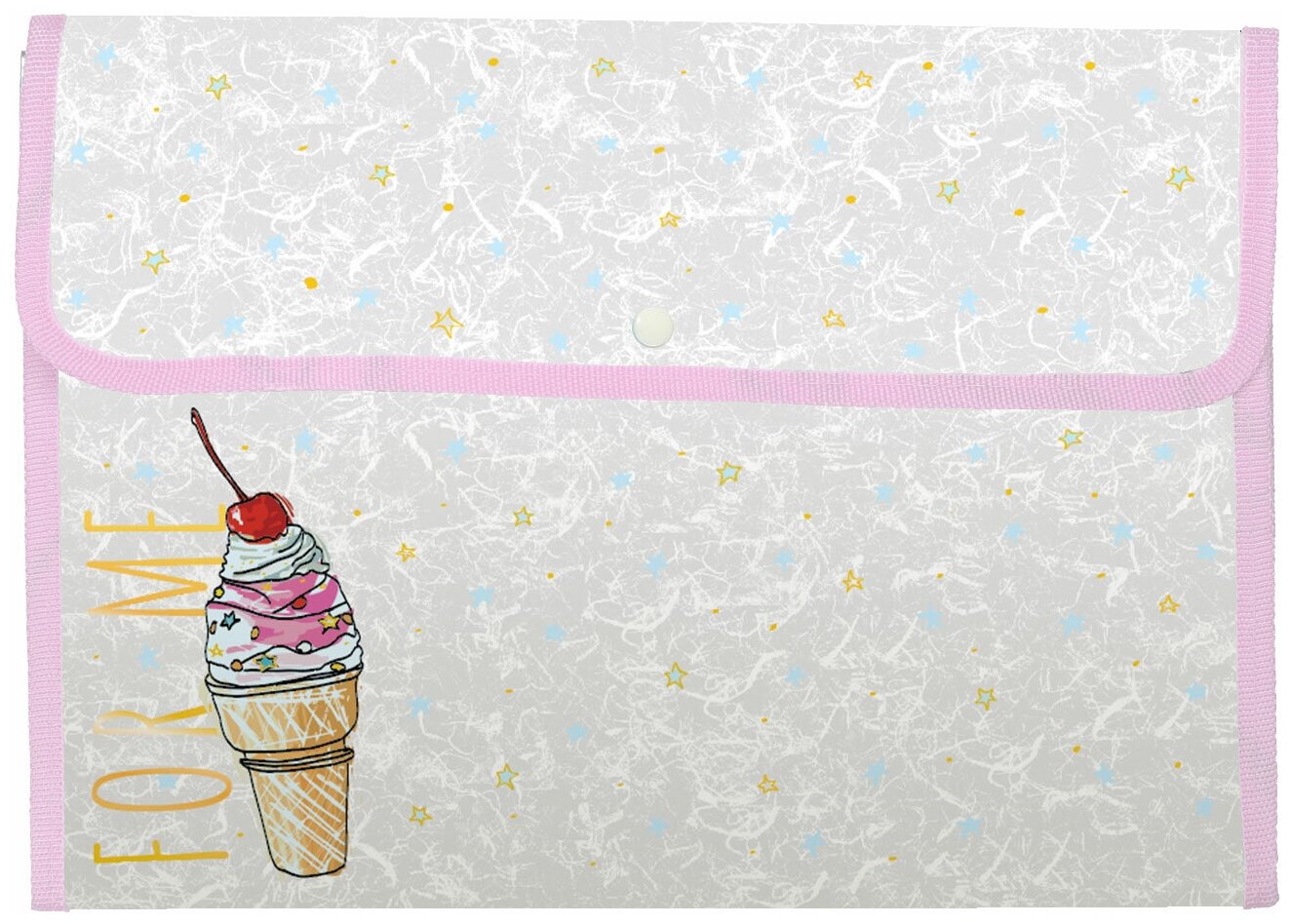 Папка-конверт на кнопке BrunoVisconti, А4 (33 х 24 см), "мороженое. Сахарный рожок", Арт. 14-030/05 мультиколор
