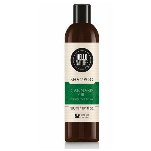 Шампунь для волос `HELLO NATURE` CANNABIS OIL с маслом конопли (мягкость и эластичность) 300 мл