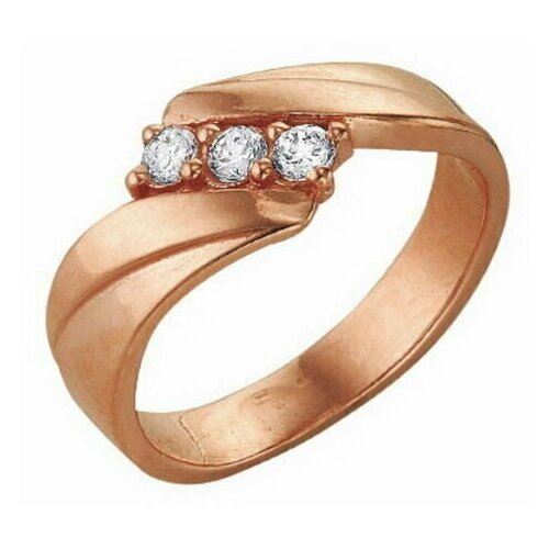 фото Красная пресня кольцо "молния" дуо, позолота, 18,5 размер