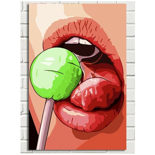 Картина по номерам чупа чупс (девушка, губы) - 8993 В 60x40