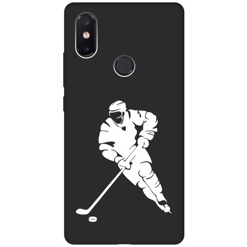 Матовый чехол Hockey W для Xiaomi Mi 8 SE / Сяоми Ми 8 СЕ с 3D эффектом черный матовый чехол basketball w для xiaomi mi 8 se сяоми ми 8 се с 3d эффектом черный