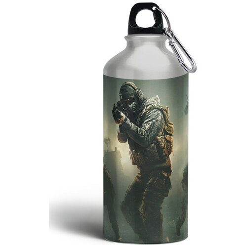 Бутылка спортивная, туристическая фляга, 500мл с карабином Call of Duty Mobile - 1 бутылка с карабином coolpodarok калда call of duty военный в амуниции синие оттенки