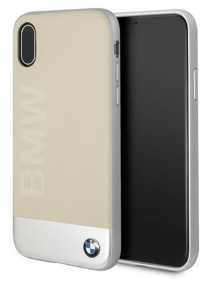 Чехол BMW Signature Bi-material Hard для iPhone X/XS кожа/алюминий, бежевый