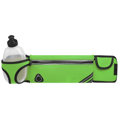 фото Onlitop сумка спортивная на пояс 45х9 см с бутылкой 15х8х3 см, 2 кармана, цвет зеленый