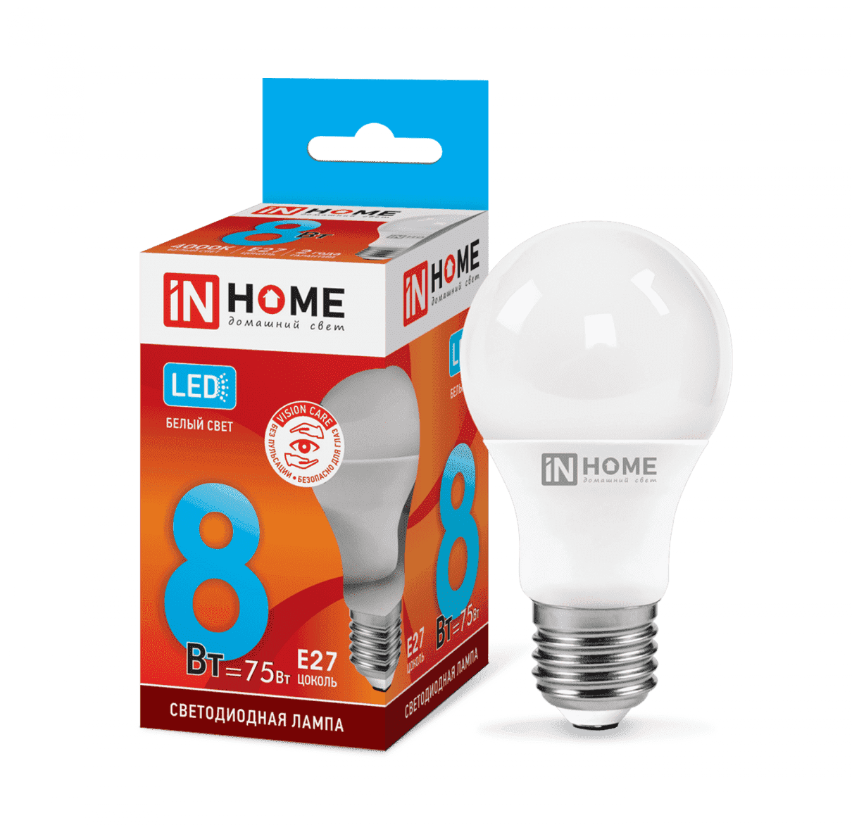 Упаковка ламп INHOME LED-A60-VC, 8Вт, 720lm, 30000ч, 4000К, E27, 10 шт. - фото №14