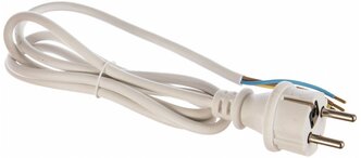 Сетевой кабель Volsten 9344 с прямой евро вилкой, 1,5 м, с заземлением, ПВС, 16 А, 3500 Вт, белый