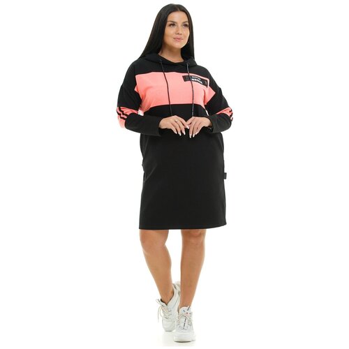 фото Платье 03, каляев, размер 56, черный, оранжевый