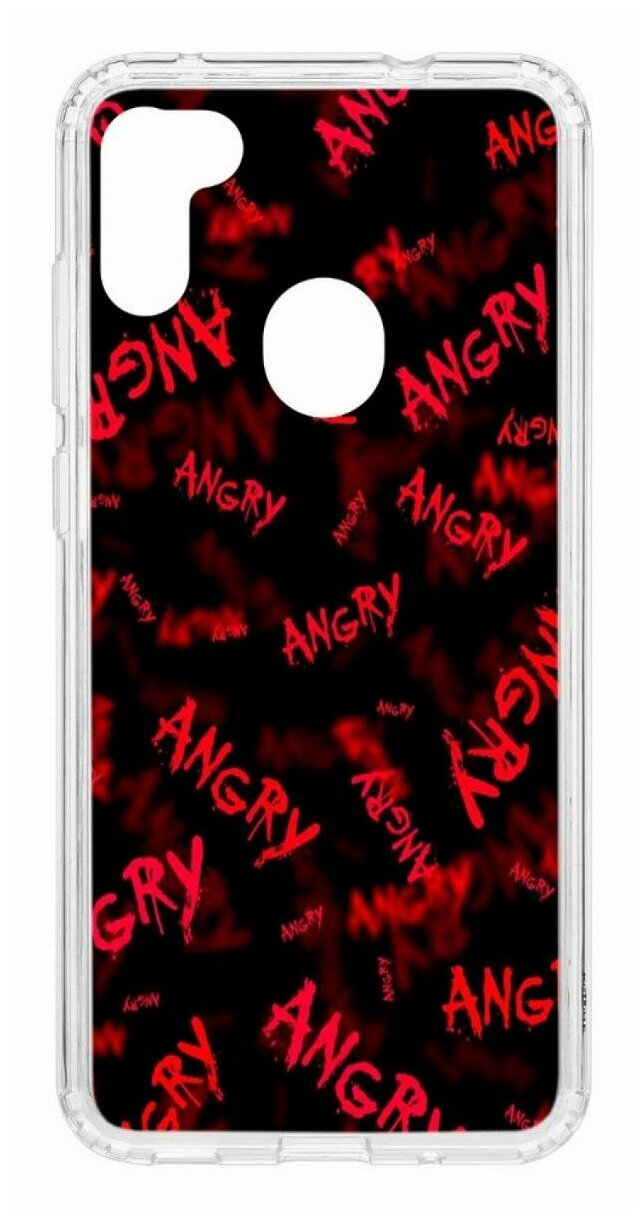 Чехол для Samsung Galaxy M11 Kruche Print Angry, противоударная пластиковая накладка с рисунком, силиконовый бампер с защитой камеры, кейс с принтом