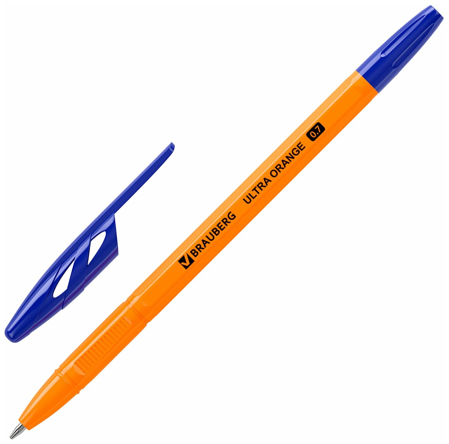 Ручка шариковая BRAUBERG "ULTRA ORANGE" синяя узел 0 7 мм чернила германия наконечник швейцария, 50 шт