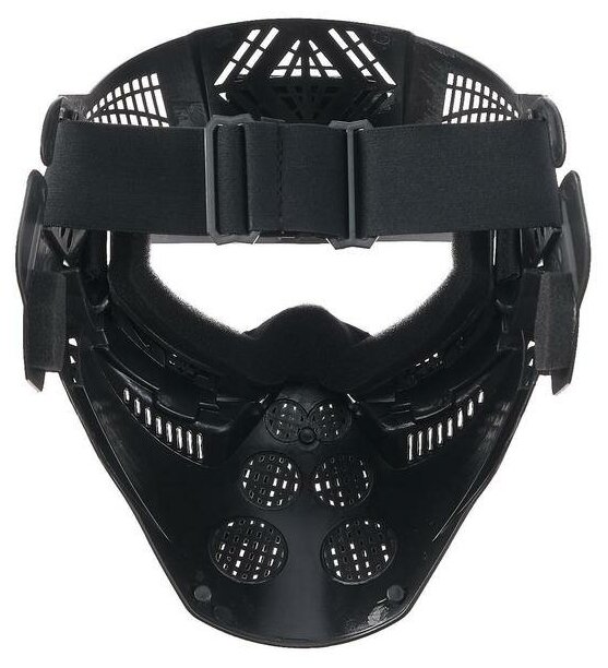 Очки-маска для езды на мототехнике, разборные, визор прозрачный, козырек, цвет черный