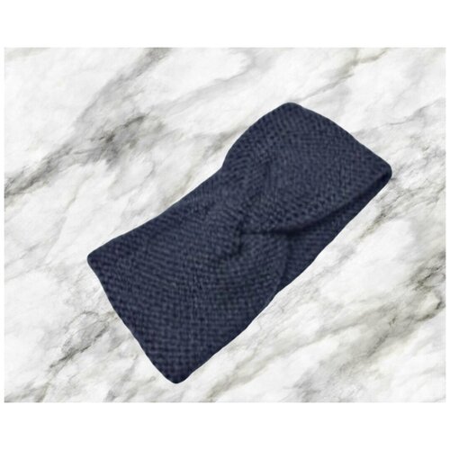 Теплая повязка на голову для женщин платочная вязка темно-синий 742₽