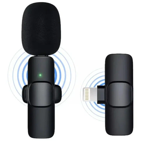 Микрофон беспроводной, петличный K8, 2 в 1, черный