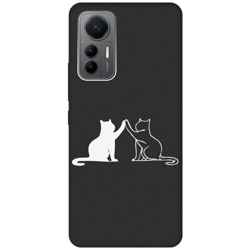 Матовый Soft Touch силиконовый чехол на Xiaomi 12 Lite, Сяоми 12 Лайт с 3D принтом Cats W черный матовый soft touch силиконовый чехол на xiaomi 12 lite сяоми 12 лайт с 3d принтом cut it w черный