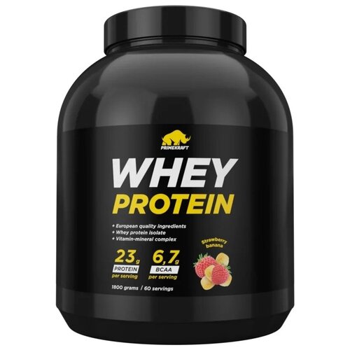 Протеин сывороточный Prime Kraft Whey Банка (1800 г) Клубника-Банан