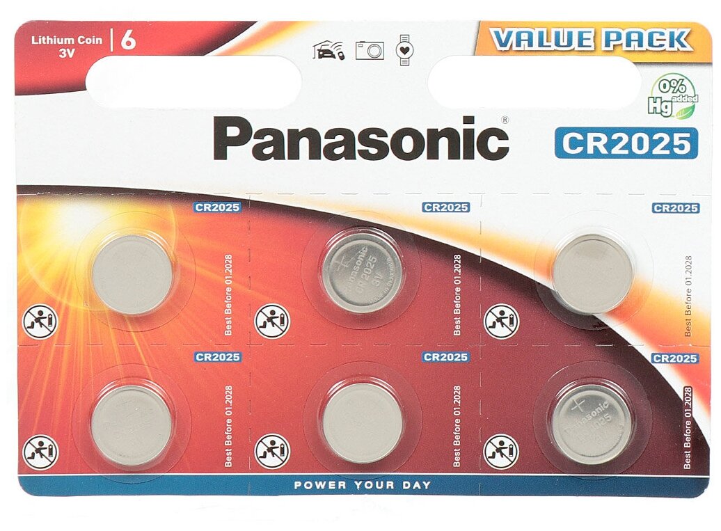 Батарейки Panasonic CR 2025 Bli Lithium, 6 шт. (CR-2025EL/6B) - фото №11