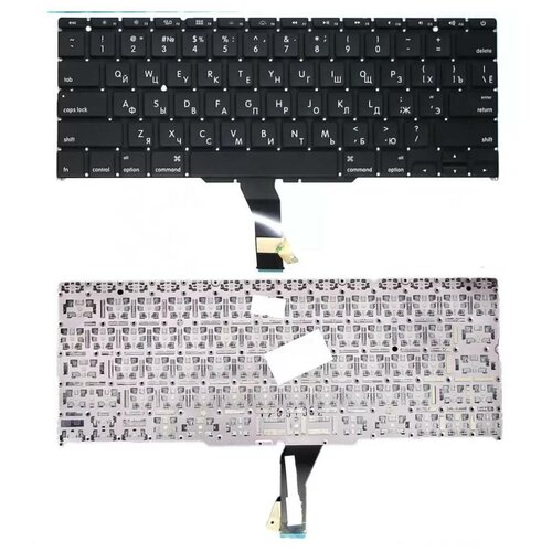 Клавиатура keyboard MC968 MC969 для ноутбука Apple MacBook Air A1370 A1465 2011 черная с подсветкой плоский Enter 1676₽