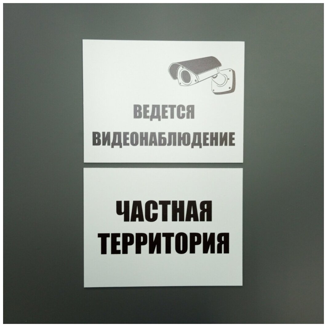 Комплект табличек «Частная территория. Ведётся видеонаблюдение» (20 х 15 см, ПВХ 2 мм)