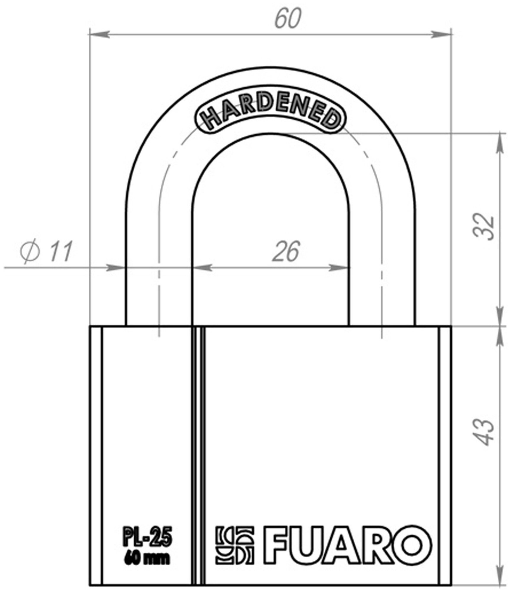 Замок навесной FUARO PL-PROTEC-2560 4 fin key (PL-2560) фин. /блистер - фотография № 4