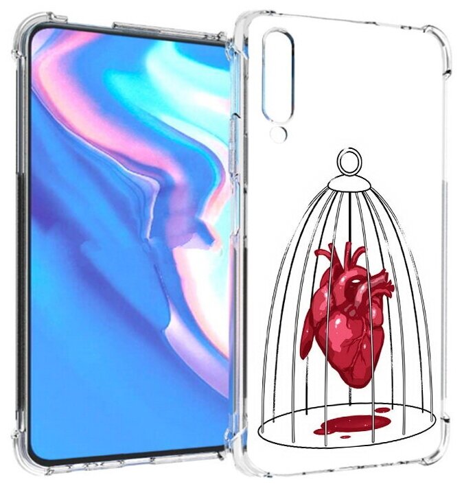 Чехол задняя-панель-накладка-бампер MyPads сердце в клетке для Honor 9X Pro/Huawei Y9s/P Smart Pro 2019 противоударный