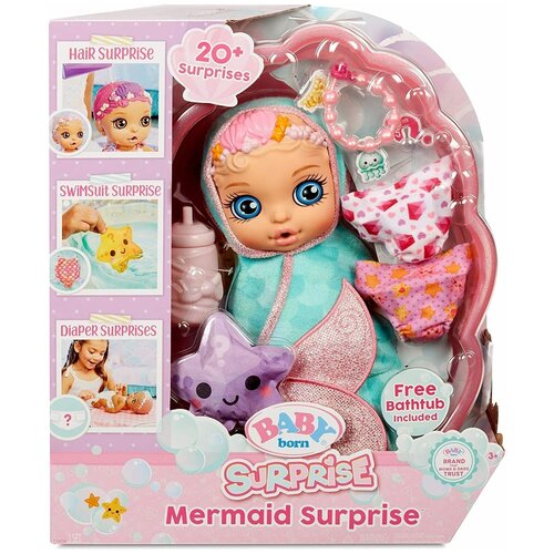 фото Кукла baby born surprise сюрприз русалочка голубое полотенце mga entertainment