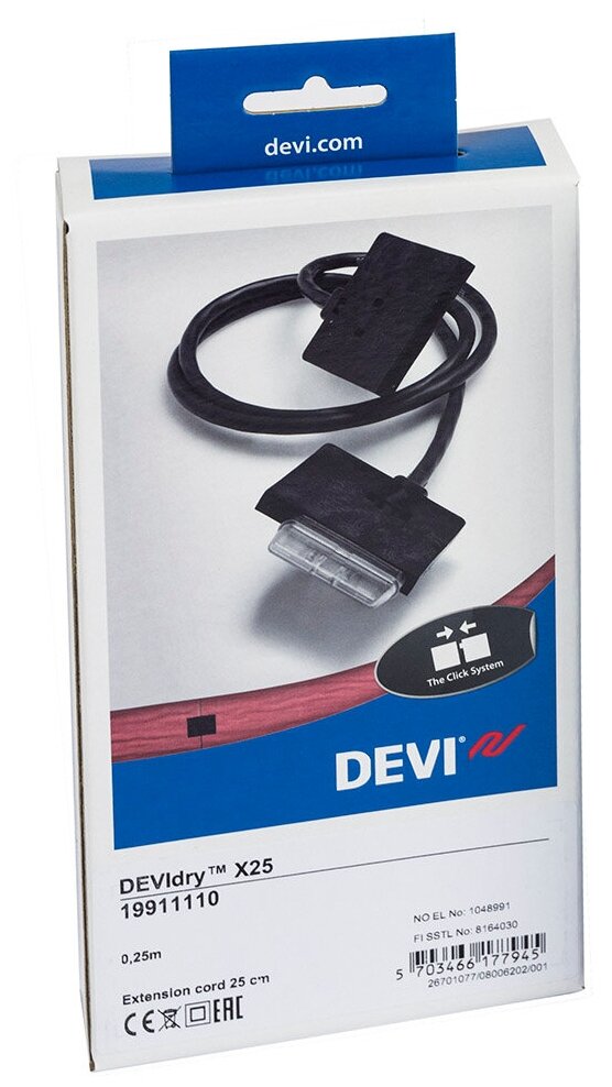 Нагревательная система DEVIdry™ X25. Кабель-удлинитель, 25 см.