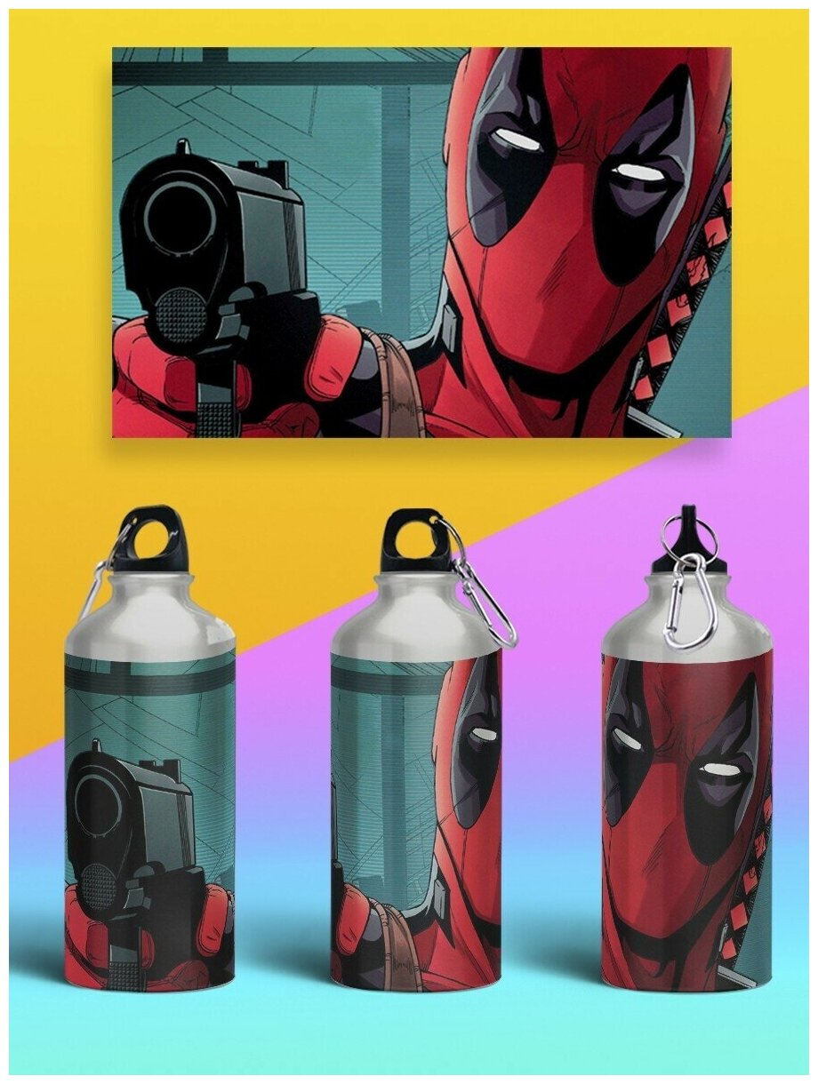 Бутылка спортивная,туристическая фляга, 500мл deadpool comics - 1