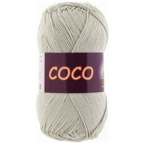 Пряжа хлопковая Vita Cotton Coco (Вита Коко) - 5 мотков, светло-серый, 100% мерсеризованный хлопок 240м/50г