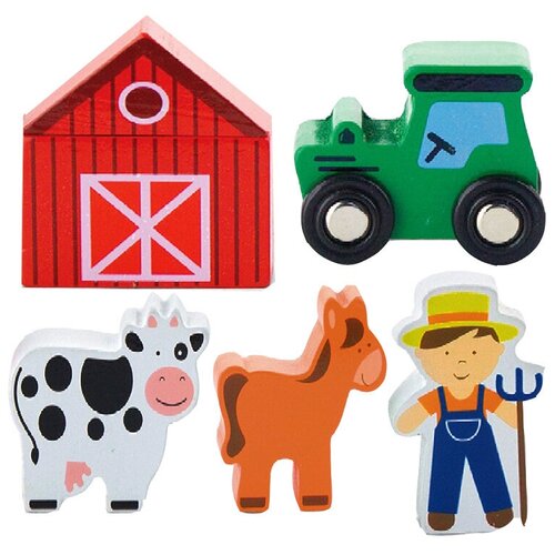VIGA. 50812 Набор аксессесуаров для ж/дороги Ферма в н-ре: трактор,2 фигурки животных, деревянные игрушки viga игра змейка