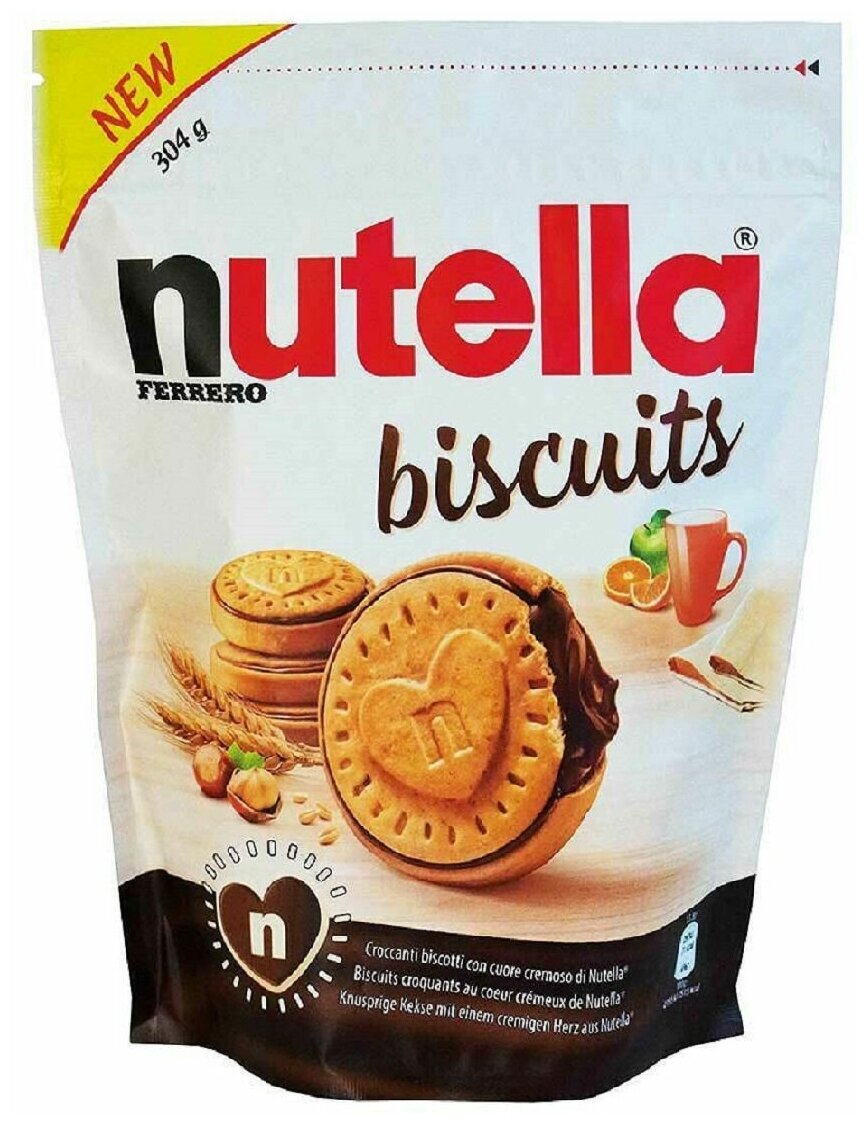 Бисквитное печенье с пастой Biscuits Nutella Ferrero 304 гр.