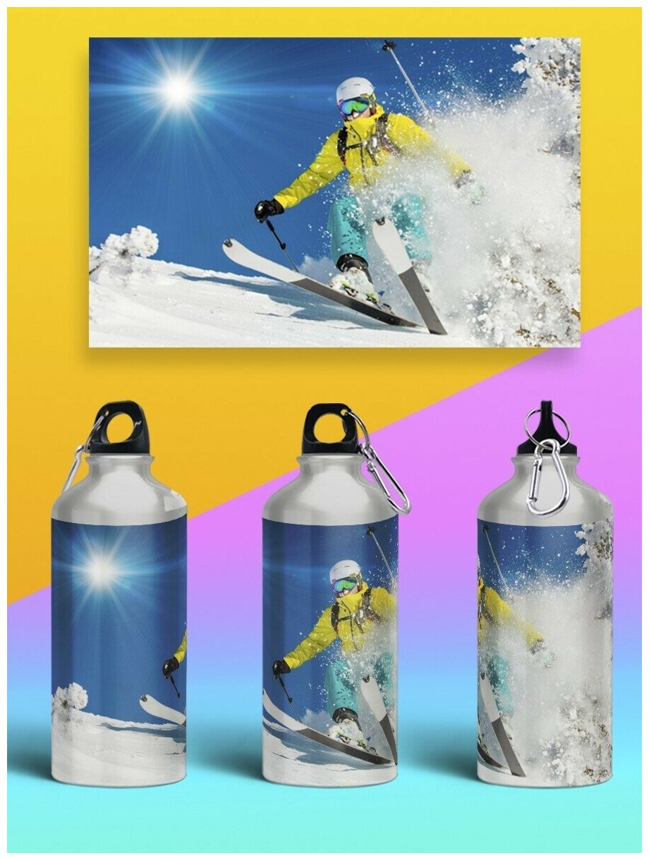 Бутылка спортивная, туристическая фляга 500мл Спорт горные лыжи - 415